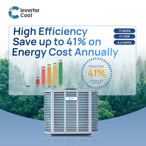 2 ton heat pump system with SEER2 17, inverter heat pump, air source heat pump, energy star, HSPF2 8.5, invertercool