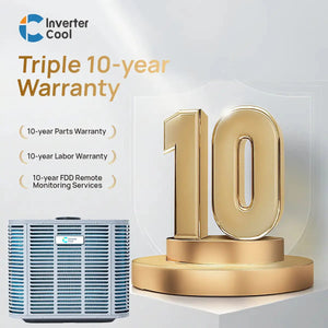 2 ton heat pump with triple 10-year warranty, inverter heat pump, air source heat pump, federal tax credit, tax rebate, invertercool, FDD remote service 